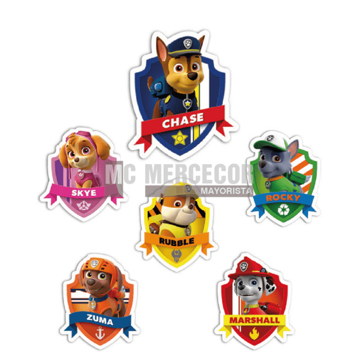 "Art 149" Aplique estampado Pawpatrol surtido x 6